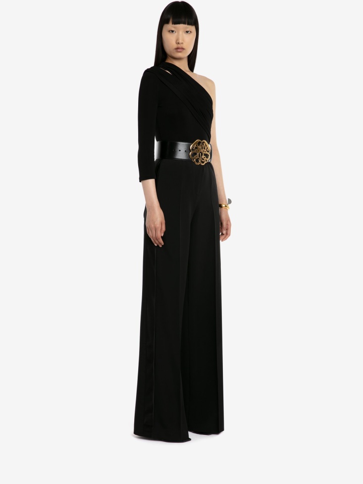 Women's Slashed One-Shoulder Bodysuit Black Fashion Alexander McQueen
