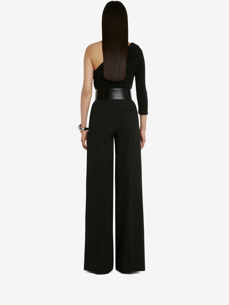 Women's Slashed One-Shoulder Bodysuit Black Fashion Alexander McQueen