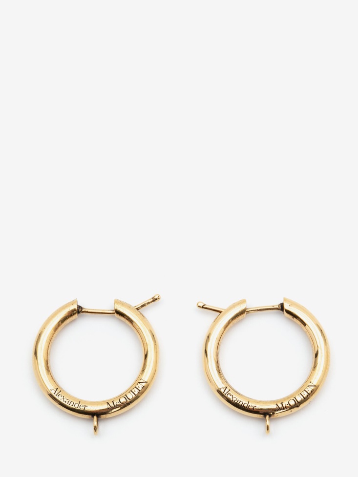 Antique Gold Fashion Alexander McQueen Women's Charm Hoop Earrings
