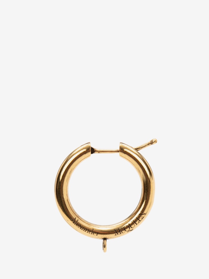 Antique Gold Fashion Alexander McQueen Women's Charm Hoop Earrings