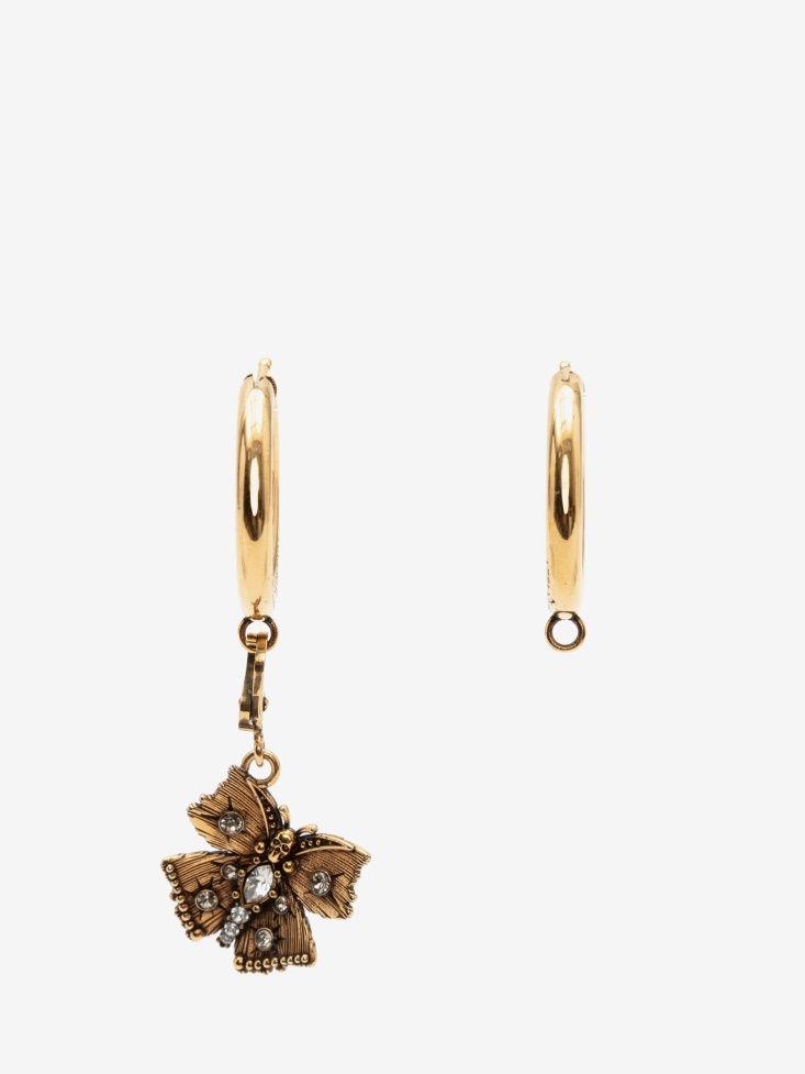Antique Gold Fashion Alexander McQueen Women's Charm Hoop Earrings