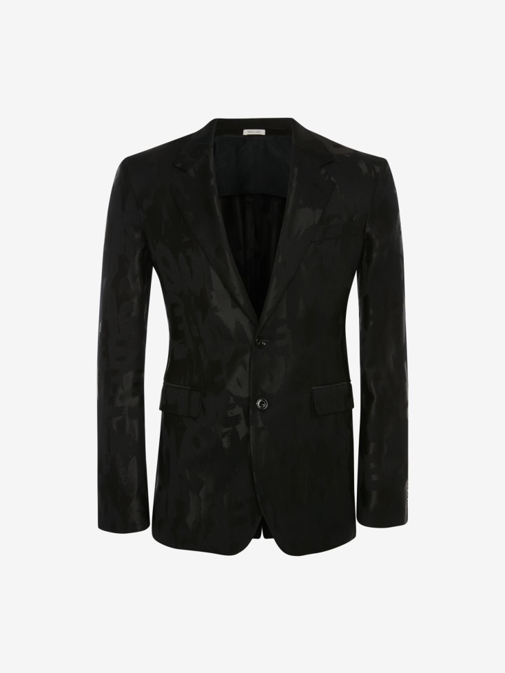 Black Men's in Graffiti Deconstructed Jacket Fashion Alexander McQueen