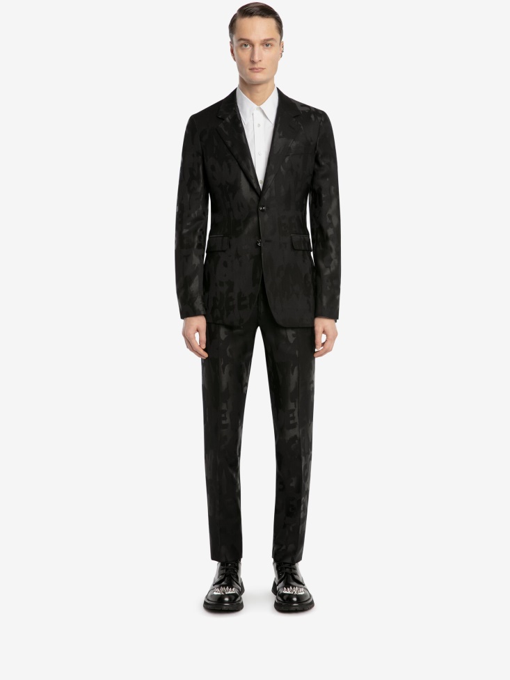 Black Men's in Graffiti Deconstructed Jacket Fashion Alexander McQueen