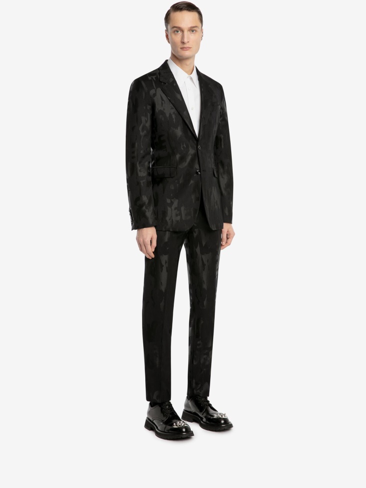 Black Men's in Graffiti Deconstructed Jacket Fashion Alexander McQueen