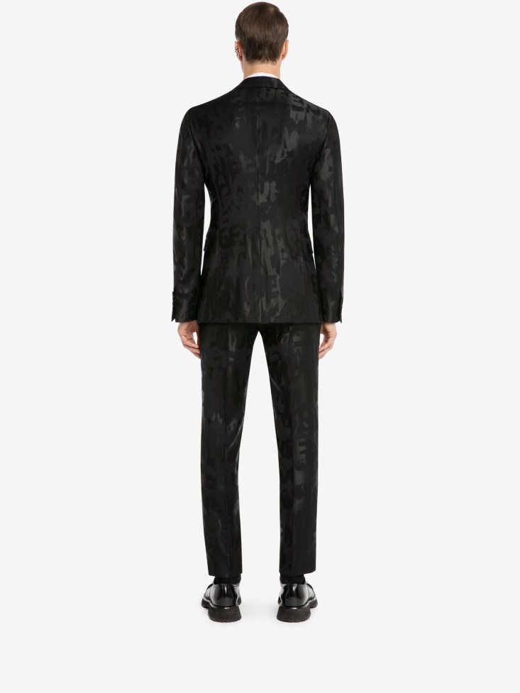 Black Men's in Graffiti Deconstructed Jacket Fashion Alexander McQueen