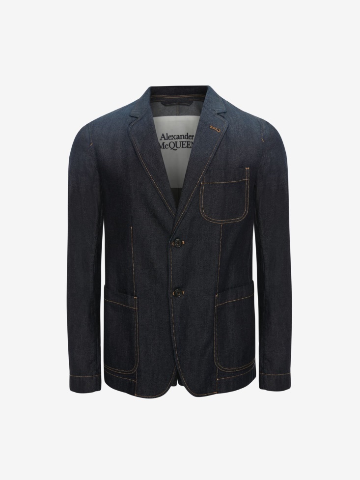 Men's Tailored Denim Jacket Fashion Alexander McQueen Blue