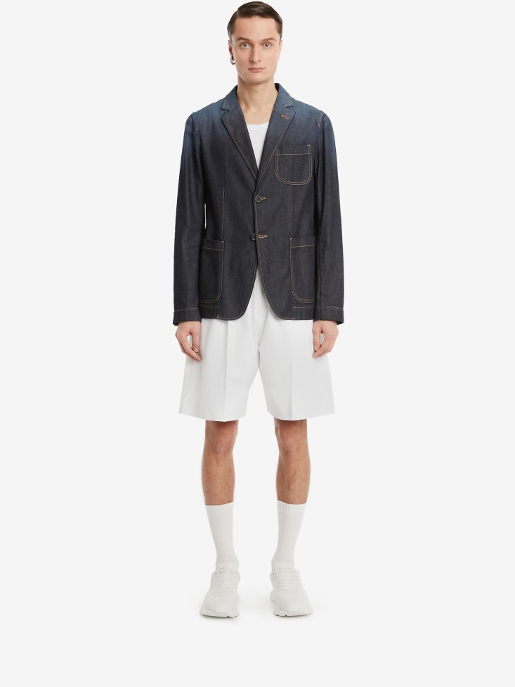 Men's Tailored Denim Jacket Fashion Alexander McQueen Blue
