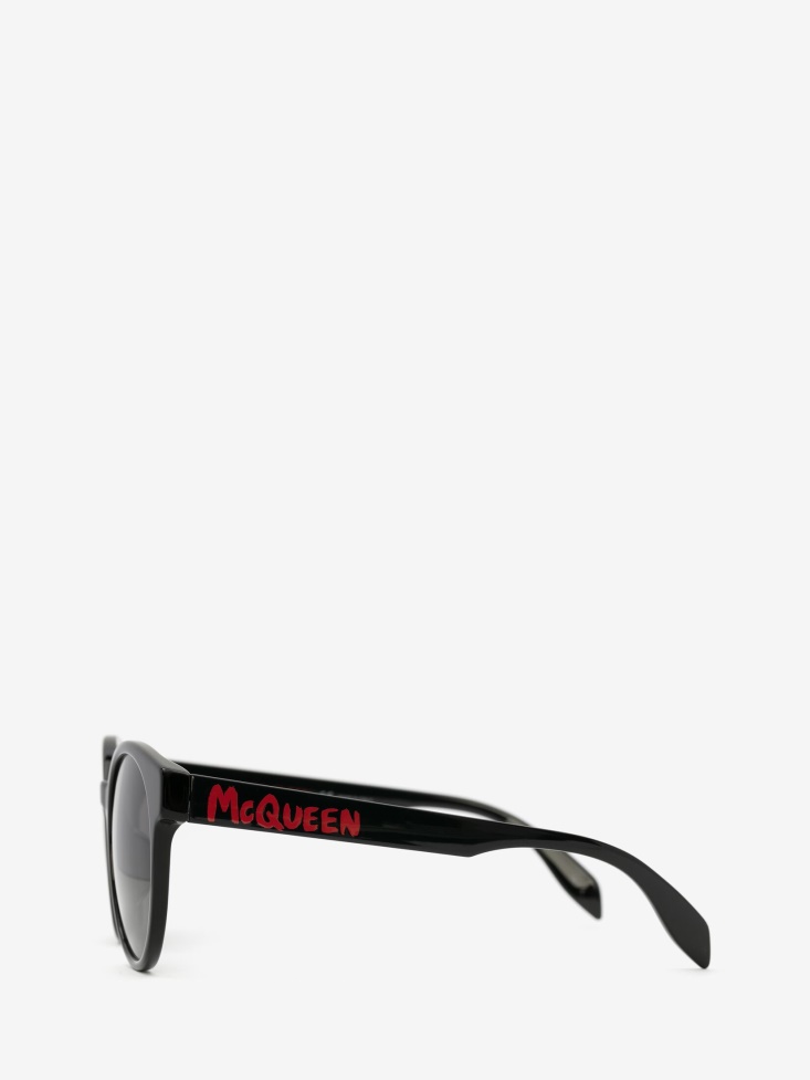 Women's in Graffiti Round Sunglasses Black/Grey Fashion Alexander McQueen