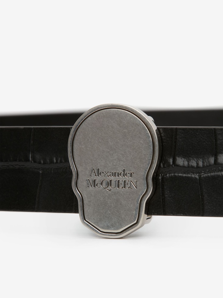 Men's Skull Tag Belt Fashion Alexander McQueen Black