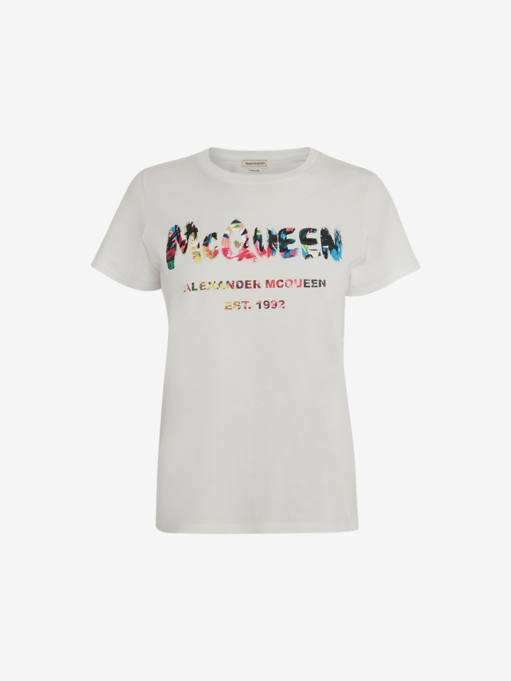 Women's in Graffiti T-Shirt White Fashion Alexander McQueen