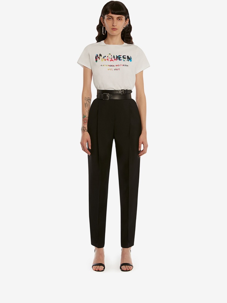 Women's in Graffiti T-Shirt White Fashion Alexander McQueen
