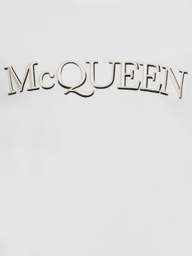White Men's in Embroidered T-Shirt Fashion Alexander McQueen
