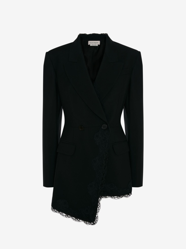 Black Fashion Alexander McQueen Women's Double-Breasted Wool Jacket