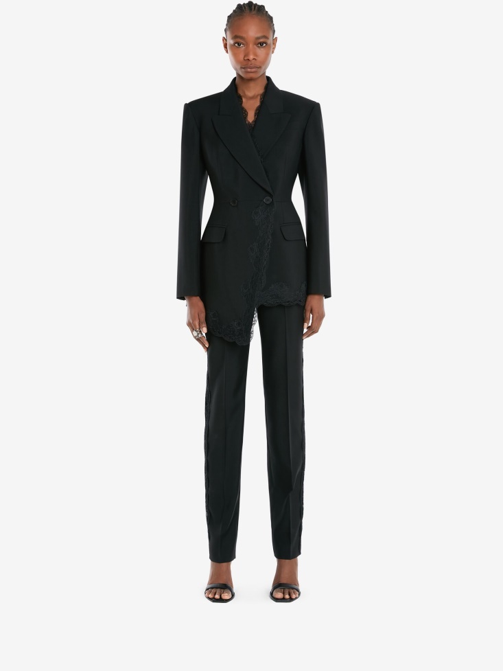 Black Fashion Alexander McQueen Women's Double-Breasted Wool Jacket