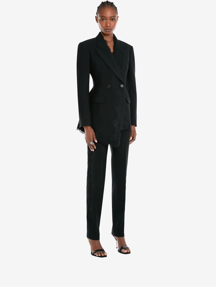Black Fashion Alexander McQueen Women's Double-Breasted Wool Jacket