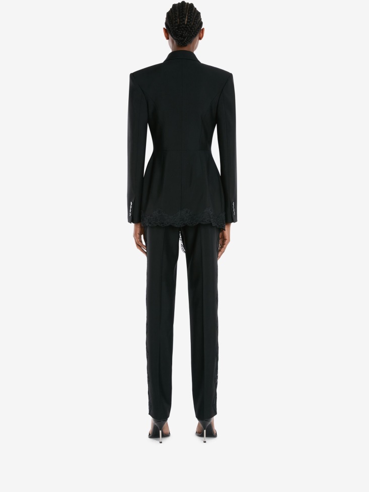 Black Fashion Alexander McQueen Women's Double-Breasted Wool Jacket