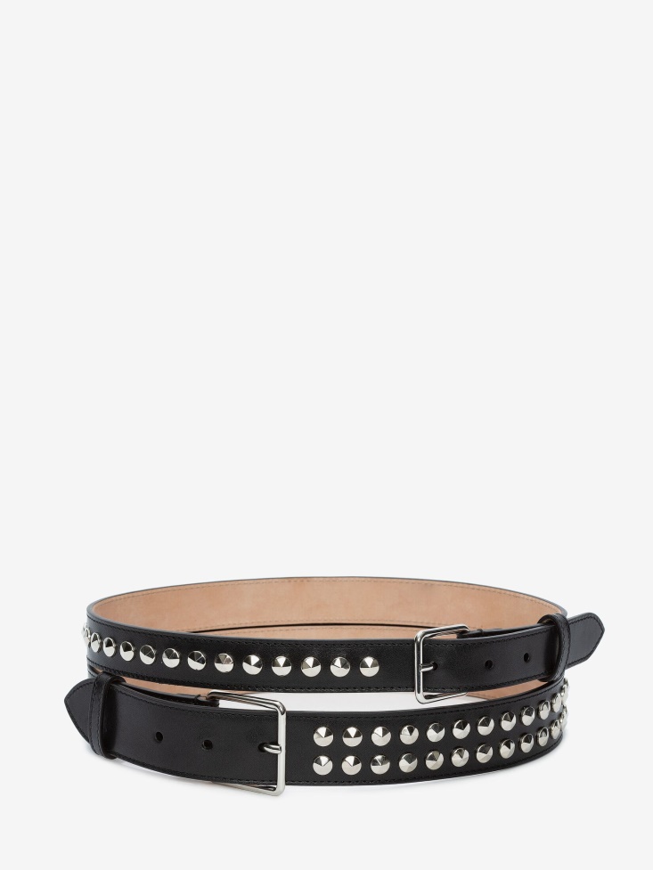 Fashion Alexander McQueen Black Women's Studded Double Belt