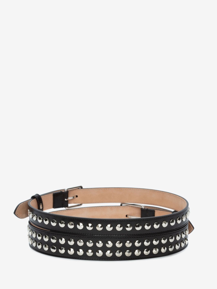 Fashion Alexander McQueen Black Women's Studded Double Belt