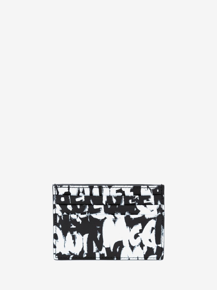 Fashion Alexander McQueen Men's in Graffiti Card Holder Black