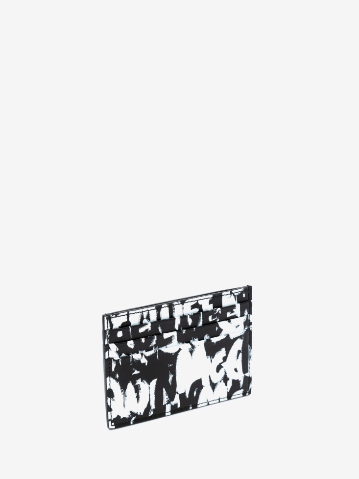 Fashion Alexander McQueen Men's in Graffiti Card Holder Black