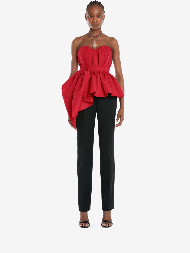 Welsh Red Women's Bustier Peplum Top Fashion Alexander McQueen