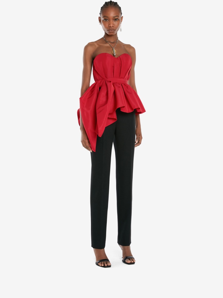Welsh Red Women's Bustier Peplum Top Fashion Alexander McQueen