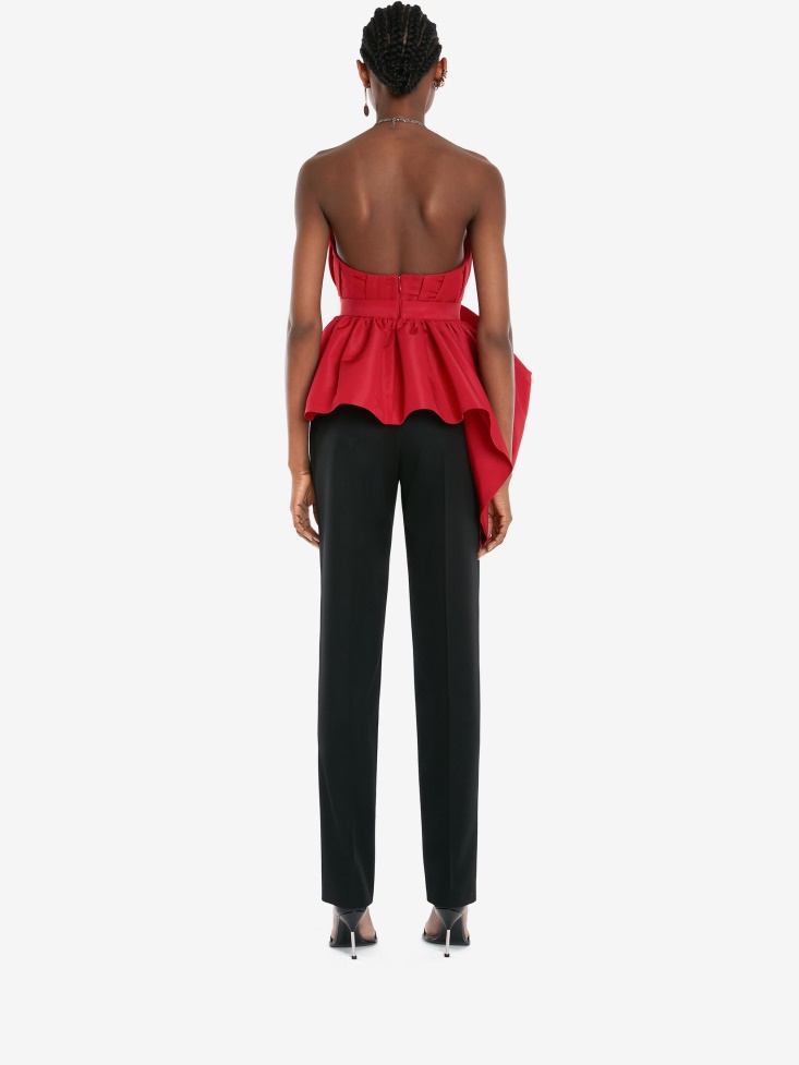 Welsh Red Women's Bustier Peplum Top Fashion Alexander McQueen