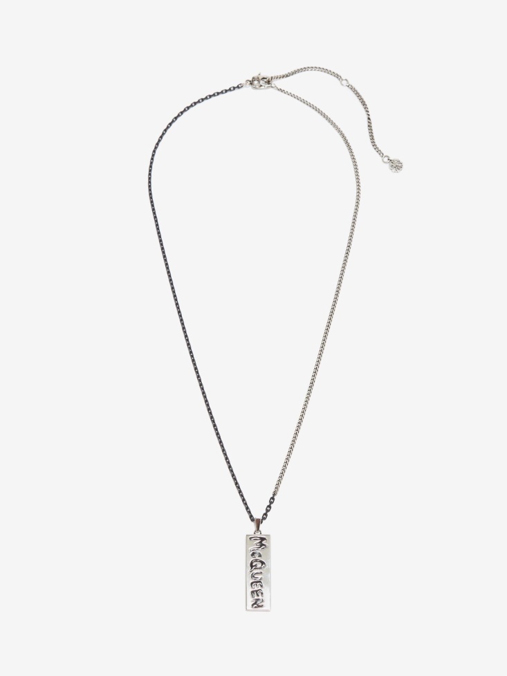 Fashion Alexander McQueen Men's in Graffiti Necklace Antique Silver
