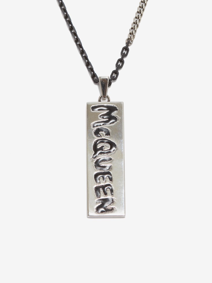 Fashion Alexander McQueen Men's in Graffiti Necklace Antique Silver