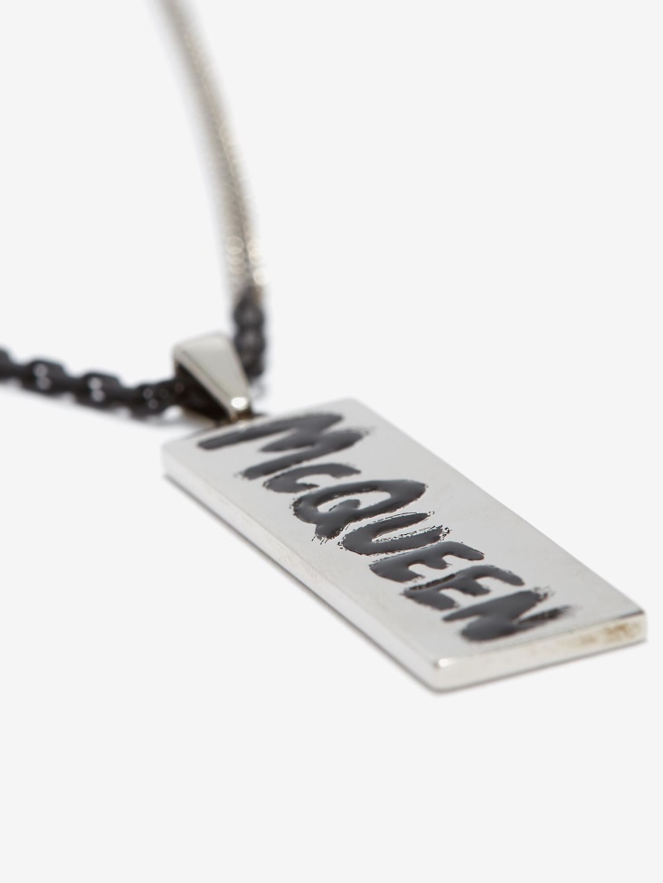 Fashion Alexander McQueen Men's in Graffiti Necklace Antique Silver