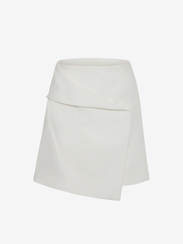 Soft White Fashion Alexander McQueen Women's Asymmetric Mini Skirt