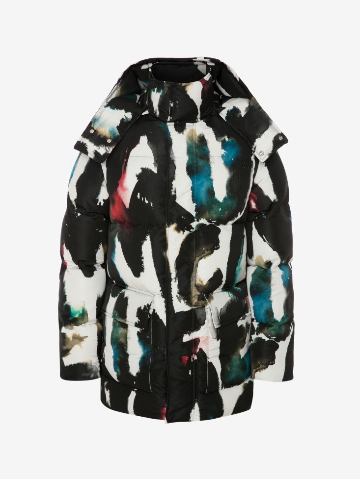 Fashion Alexander McQueen Multicolour Men's Watercolour Graffiti Puffer Jacket