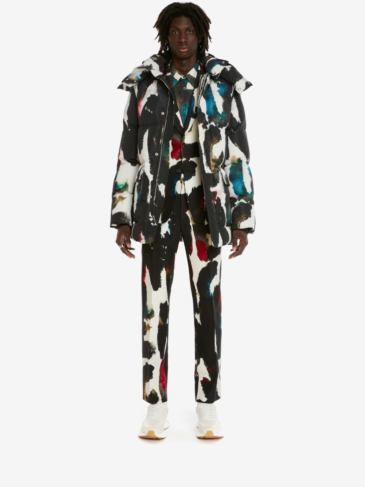 Fashion Alexander McQueen Multicolour Men's Watercolour Graffiti Puffer Jacket