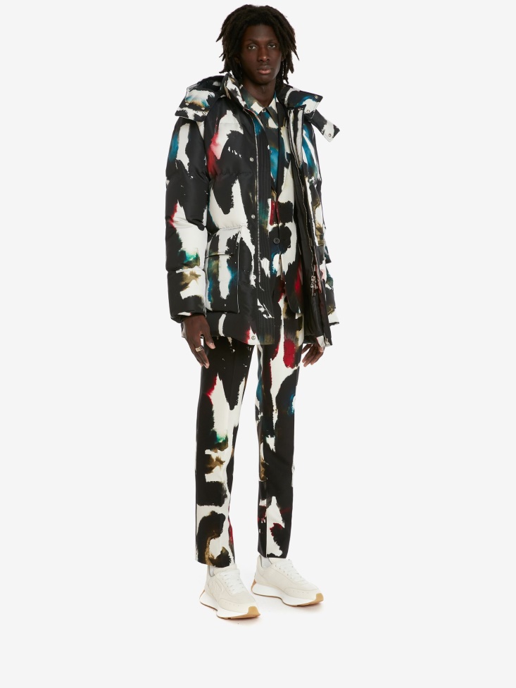 Fashion Alexander McQueen Multicolour Men's Watercolour Graffiti Puffer Jacket
