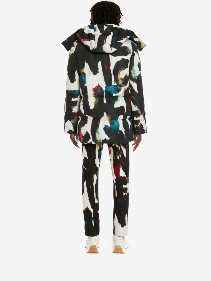 Fashion Alexander McQueen Multicolour Men's Watercolour Graffiti Puffer Jacket
