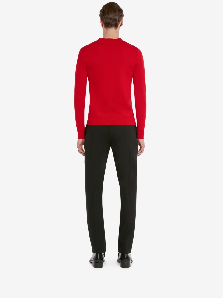 Men's Sheer Chevron Detail Jumper Fashion Alexander McQueen Red/Black