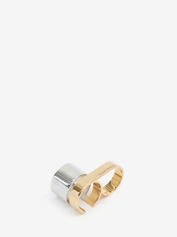 Antique Silver Fashion Alexander McQueen Women's Double Ring