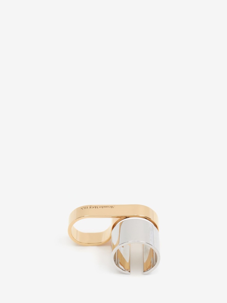 Antique Silver Fashion Alexander McQueen Women's Double Ring