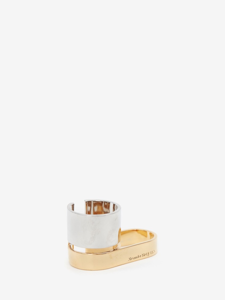 Antique Silver Fashion Alexander McQueen Women's Double Ring
