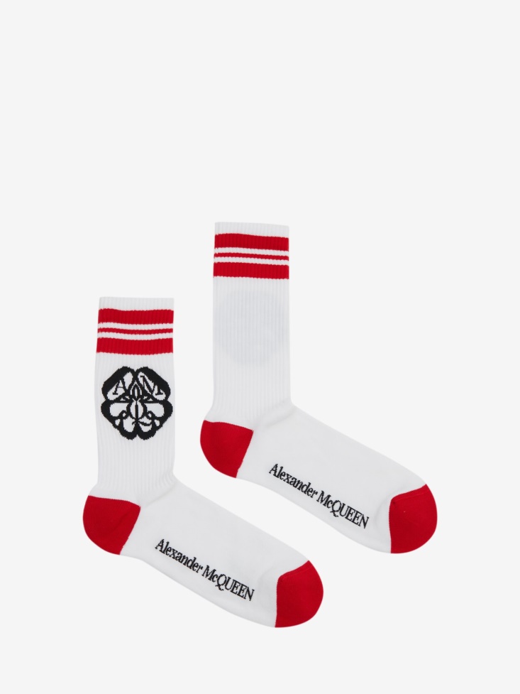 Men's Seal Logo Socks Fashion Alexander McQueen White/Red