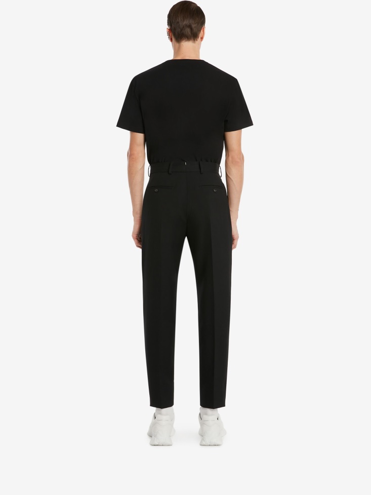 Fashion Alexander McQueen Black Men's Wool Pleat Trousers