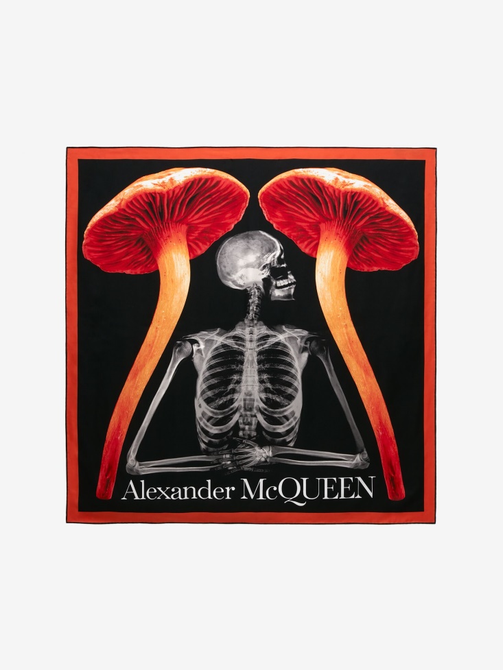 Women's Mushroom Skeleton Foulard Black/Orange Fashion Alexander McQueen
