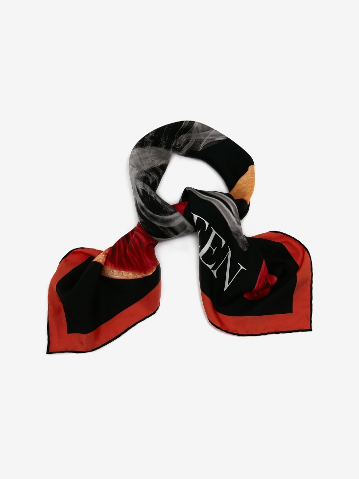 Women's Mushroom Skeleton Foulard Black/Orange Fashion Alexander McQueen