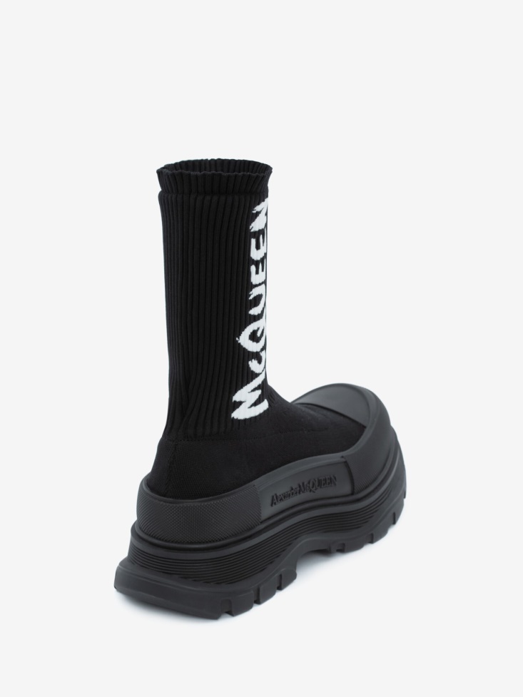Black/White Men's in Graffiti Knit Tread Slick Boot Fashion Alexander McQueen