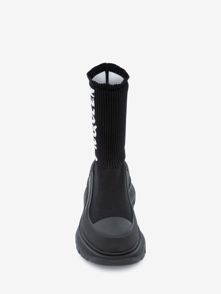 Black/White Men's in Graffiti Knit Tread Slick Boot Fashion Alexander McQueen
