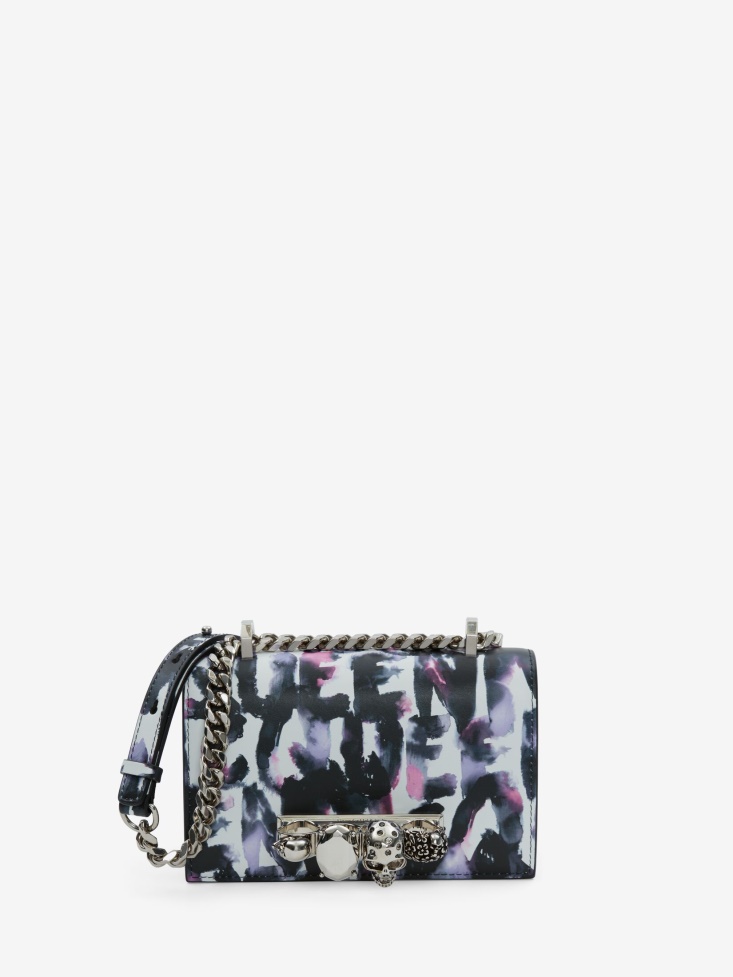 Women's Watercolour Graffiti Mini Jewelled Satchel Fashion Alexander McQueen Multicolor