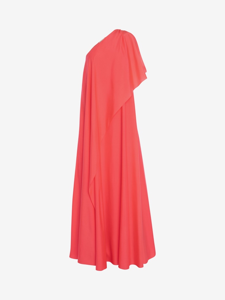 Fashion Alexander McQueen Neon Pink Women's One-Shoulder Drape Evening Dress