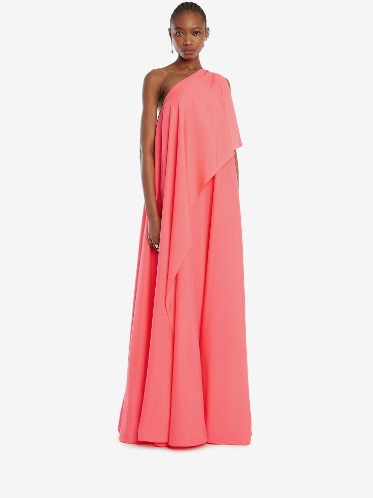 Fashion Alexander McQueen Neon Pink Women's One-Shoulder Drape Evening Dress