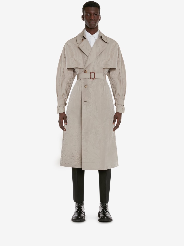 Stone Men's Kimono-Inspired Trench Coat Fashion Alexander McQueen