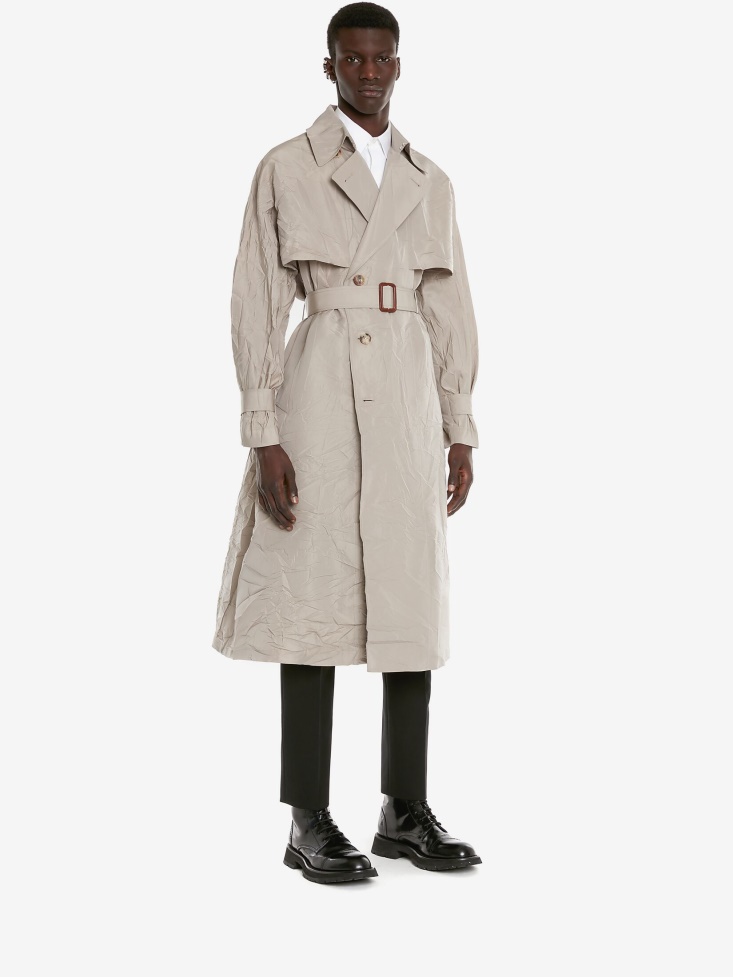 Stone Men's Kimono-Inspired Trench Coat Fashion Alexander McQueen